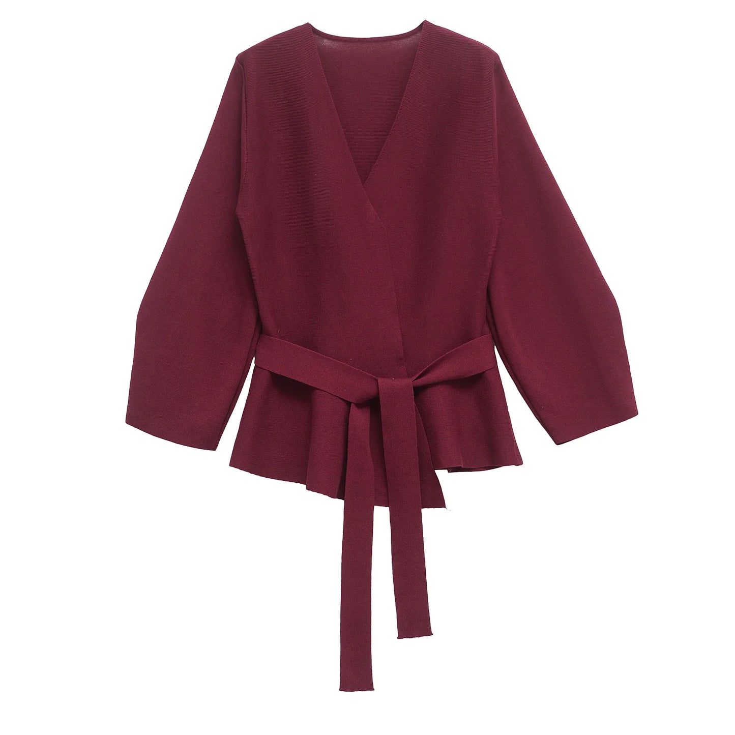Thin Knitted Cardigan – V-Neck, Slim Fit, Wrist Sleeve, Sash Belt, Y2K Autumn Jacket