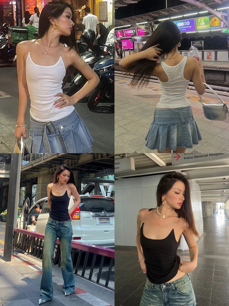 Women’s Ypro Ribbed Tank Top – Invisible Straps, Camisole Style, Slim Fit, Casual Tee