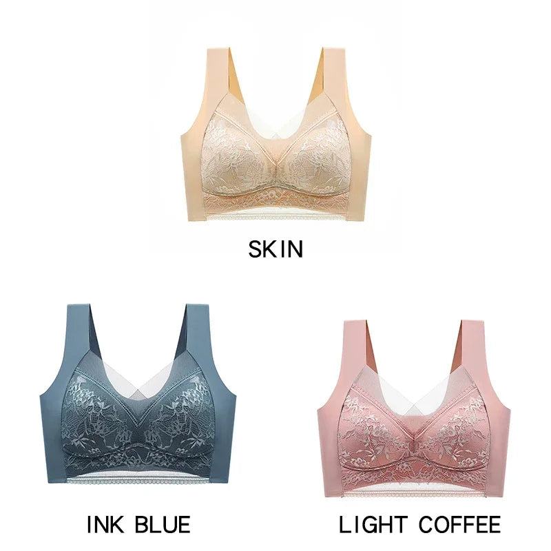 3PCS Women's Push Up Bralette – 5cm Lift, Plus Size Wireless Bras, Seamless Lace Tops, No Underwire, Sexy Comfort