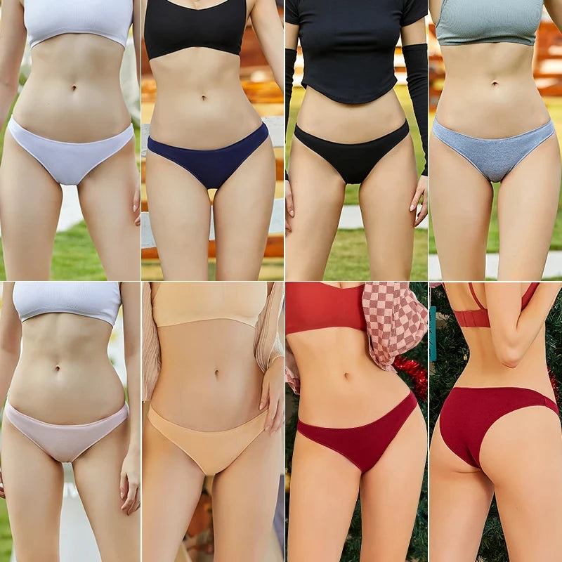 5PCS Set Women's Cotton Panties – Sexy Lingerie, Soft Underwear, Comfortable Briefs, 7 Solid Colors