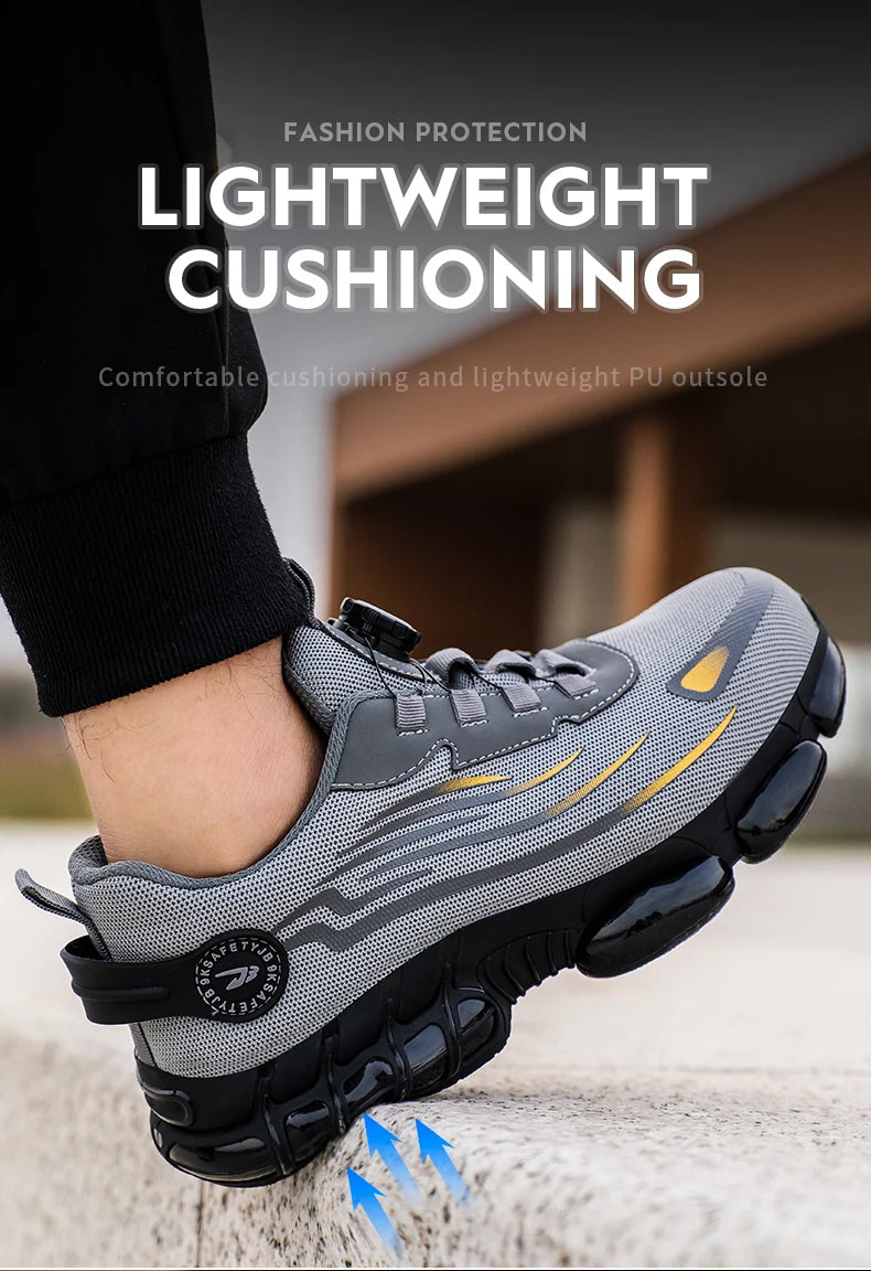 Rotating Button New Safety Shoes for Men – Anti-smash, Anti-puncture Work Shoes, Fashion Men’s Sport Shoes, Security Protective Boots