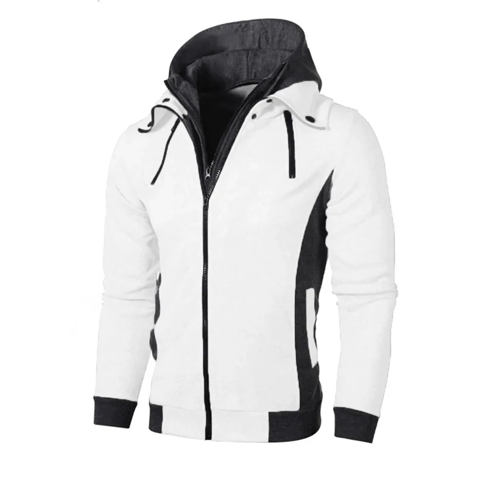 Zip-Up Men's Hoodie – Thick Fleece, Heavyweight Hooded Jacket for Autumn/Winter, Warm Outdoor Coa