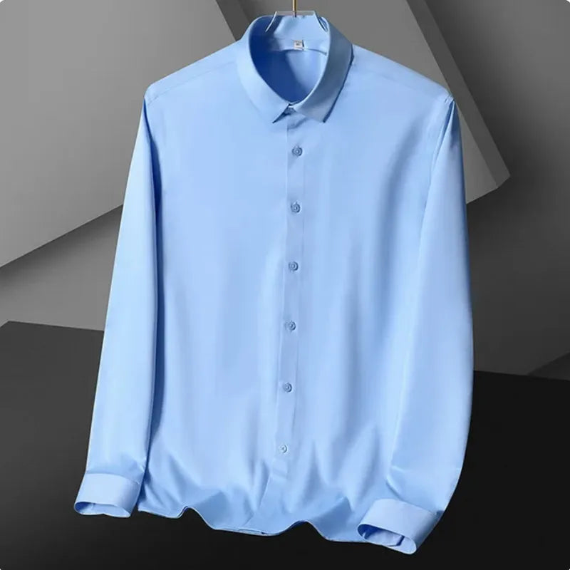 Elastic Cotton Denim Shirt – Long Sleeve, Slim Fit, Casual Men's Designer Shirt