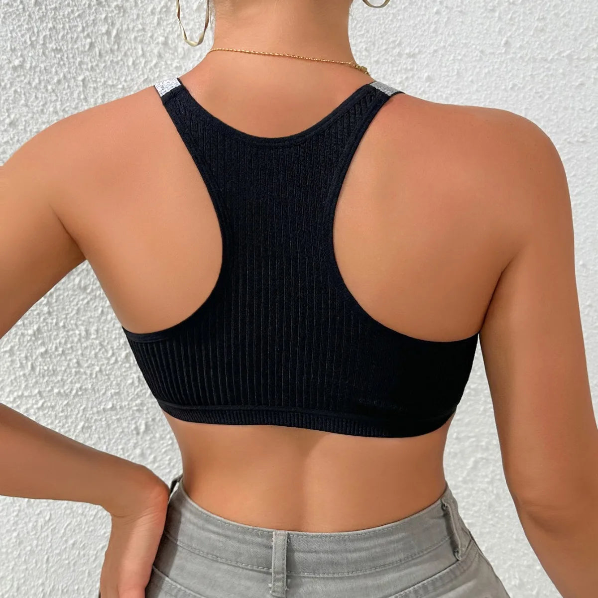 Sexy Sports Bras – Fitness Women’s Underwear, Yoga Crop Tank Top, Ribbed Backless Lingerie, Breathable Bralette, Elegant Vest