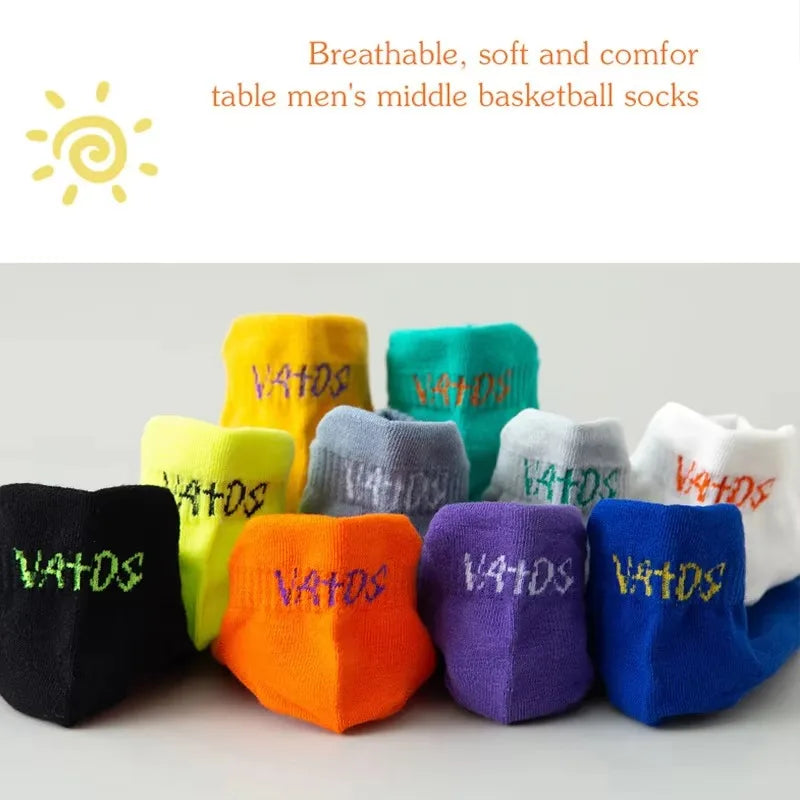 5/10 Pairs Bright Color Ankle No Show Socks – Men, Breathable, Street Fashion, Sport, Deodorant, Invisible, Travel, Running Socks