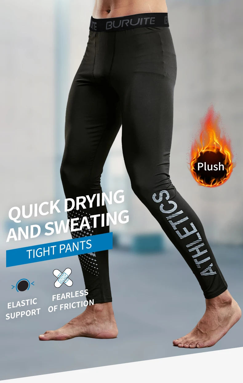 Warm Tight Leggings Men – Autumn and Winter Plush, High Stretch Compression, Fitness Training, Running Sports Suit, Autumn Trousers