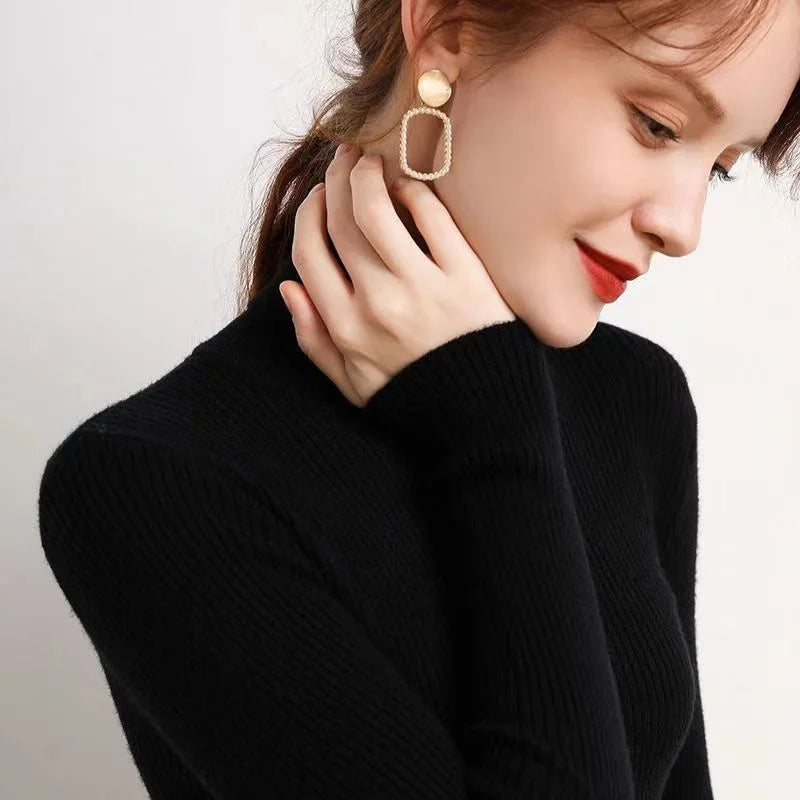 Turtleneck Knitted Sweater – Slim Fit, Korean Style, Pullover, Autumn Winter Top