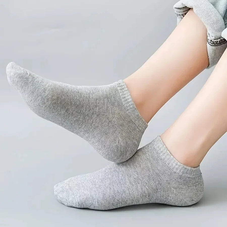 10 Pairs Men's Socks – Spring/Summer, Thin, Breathable, Soft Polyester Cotton, Black, Casual Business, Ankle Socks, Boat Socks