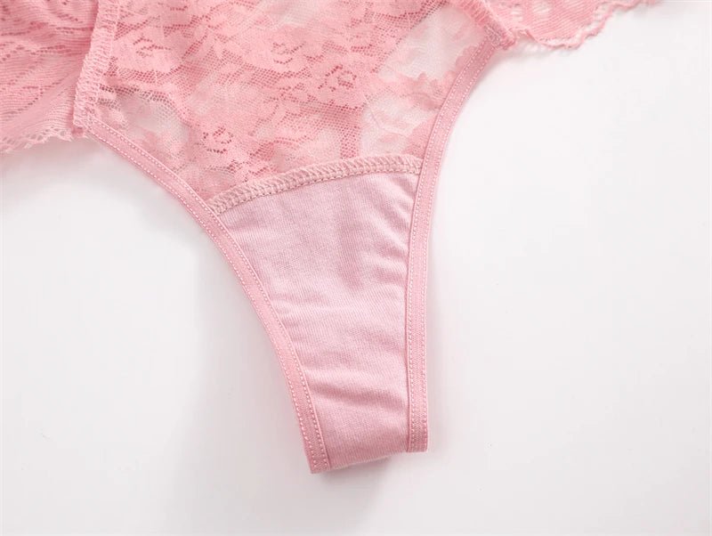 3PCS Lace Hollow Out Thong Panties – Sexy Floral Print, Solid Color, Low Waist, Breathable G-String Lingerie