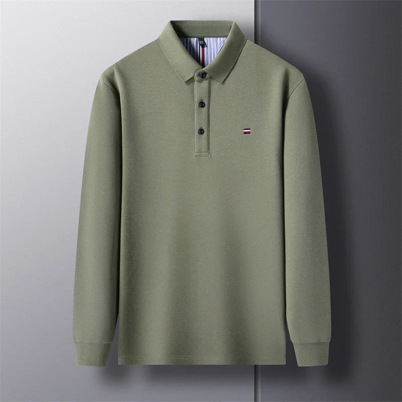 Men's Casual And Fashionable Embroidered Polo Shirt – Long Sleeved, Comfortable, Breathable, And Versatile Summer Top