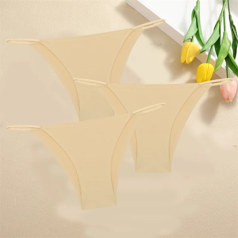 3PCS Seamless Panties – Women Low Waist Briefs, Sexy Stretch Bikini Underwear, Ladies Comfortable Stretch G-string T-back