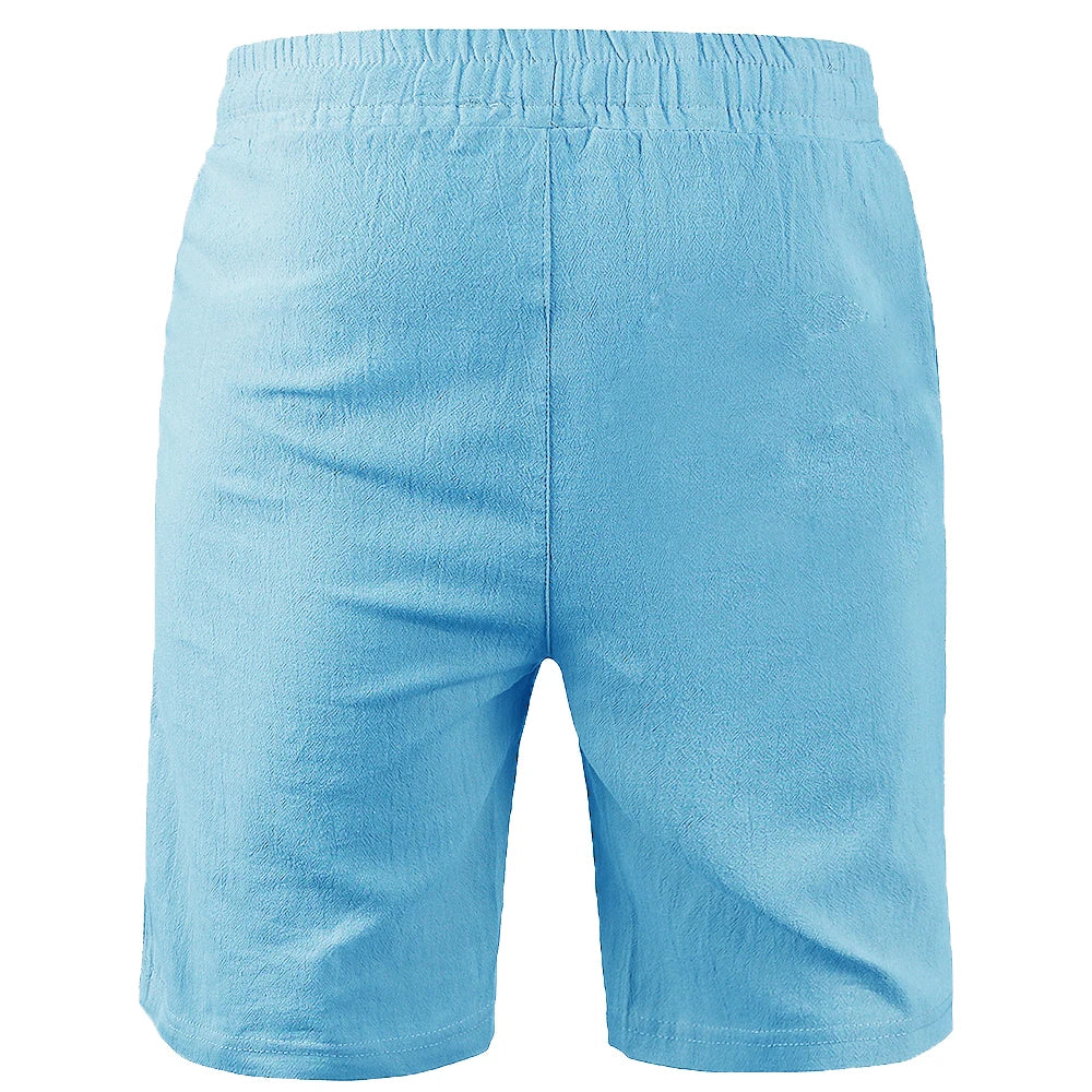 Men's Shorts – Cotton Linen, Breathable Solid Color, Loose Fit, Summer Casual, Lace-up Bottoms