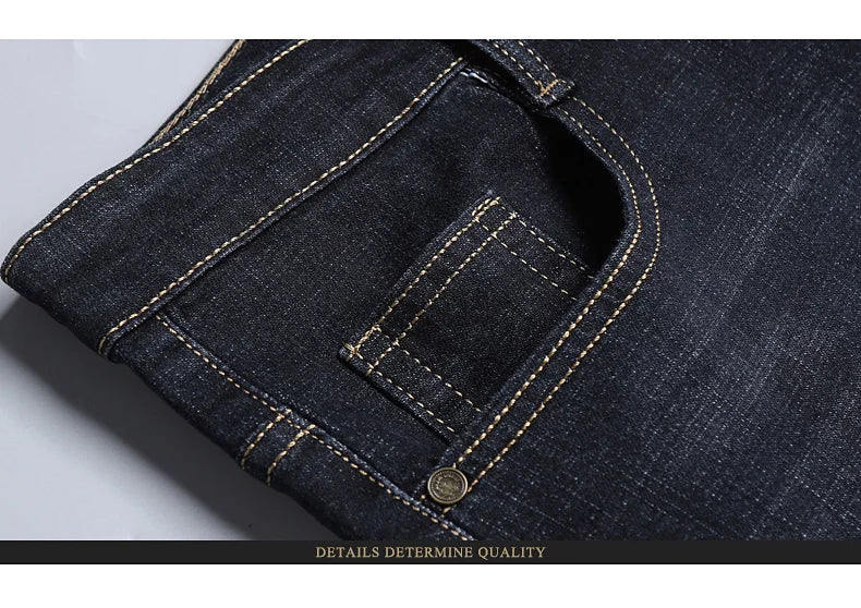 Men's Classic Jeans – Soft Black Denim, Biker Style, Pantalones Hombre, Stylish and Comfortable Overalls for Men