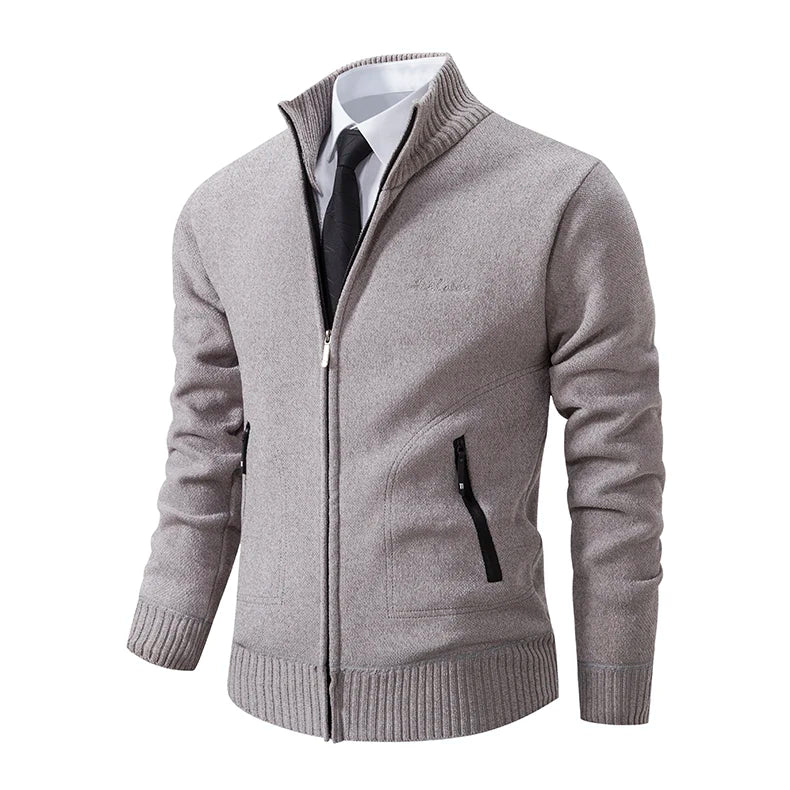 Knitwear Men's Stand-up Collar Thick Warm Cardigan Sweater – Loose Fit, Casual Winter Coat
