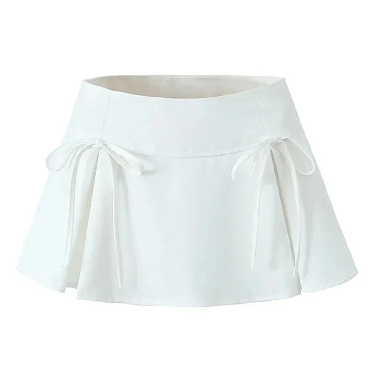 Women's Y2K Bow Skirt – Pleated A-Line, Solid Color, Harajuku Korean Preppy Style