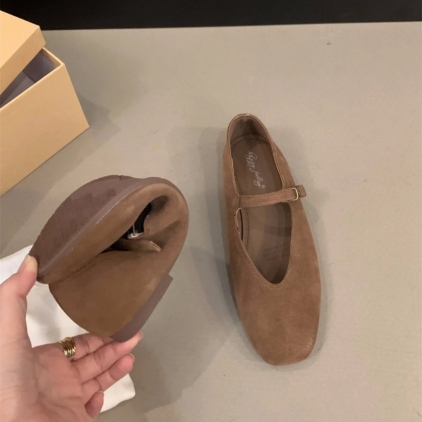 Flats Ballet Shoes - Round Toe, Shallow Slip-On, Soft Leather Casual Elegant Dress Shoes for Women, New Spring Brand