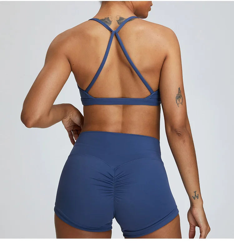 Sexy Scrunch Sports Bra – Gym Top for Women, Running Back Cross Top, Sportswear, Yoga Underwear, Fitness Workout Clothing