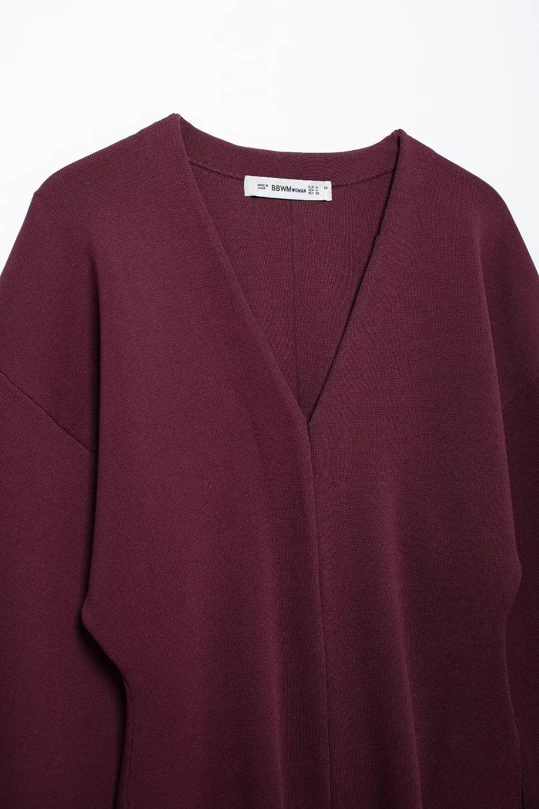 Elegant Knitted Cardigan – Burgundy Red, V-Neck, Slim Fit, Long Sleeve, Autumn Office Chic Outerwear