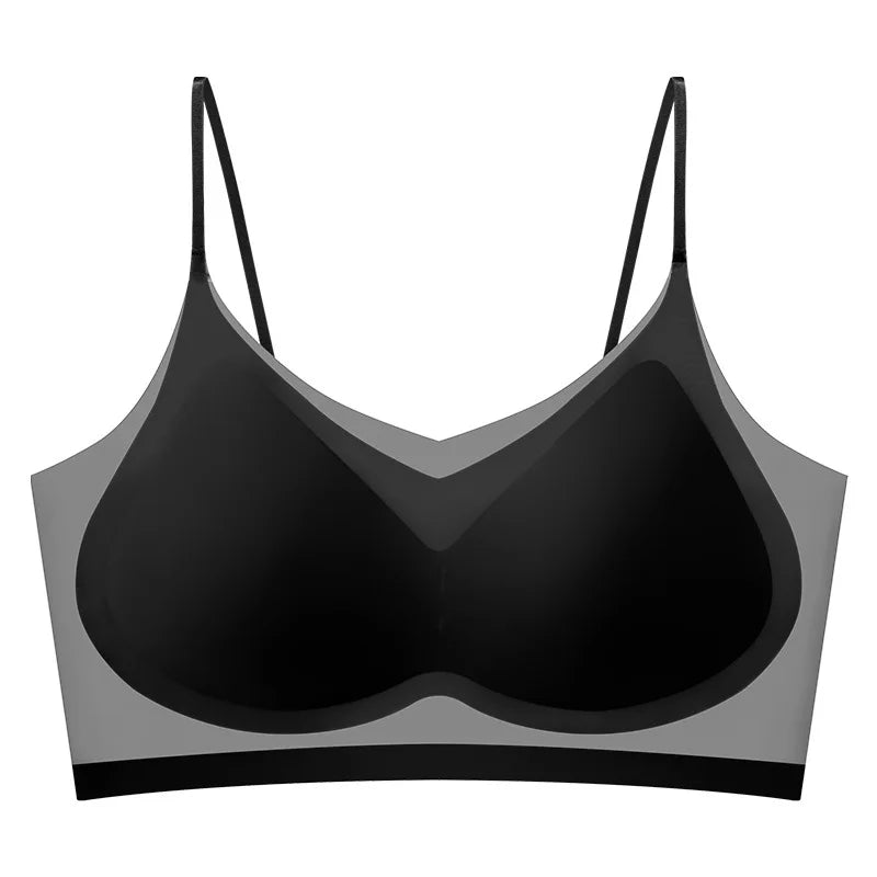 Ultra-Thin Breathable Ice Silk Bra – Women's Bustier, Seamless, Back Halter, Vest Wrap Design, Small Chest Support