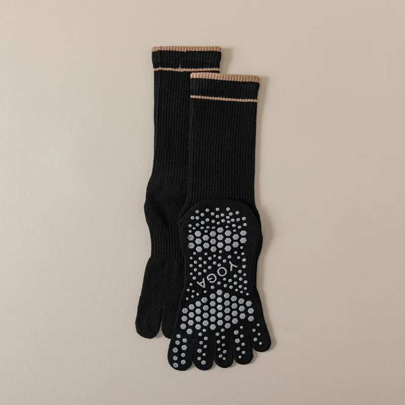 Five Toe Silicone Non-Slip Yoga Socks – Soft, Breathable, Ballet Dance, Fitness, Sports, Anti-Slip Pilates Socks for Ladies