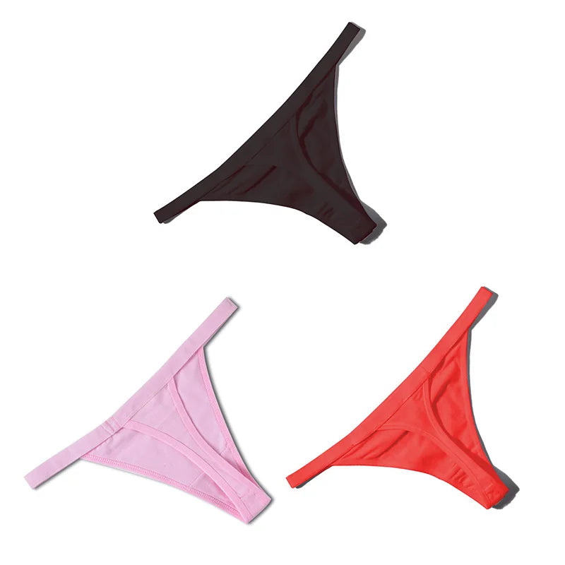 3PCS Sexy Cotton Thongs – Low Waist, Seamless, Breathable, Comfortable Women's G-String Underwear