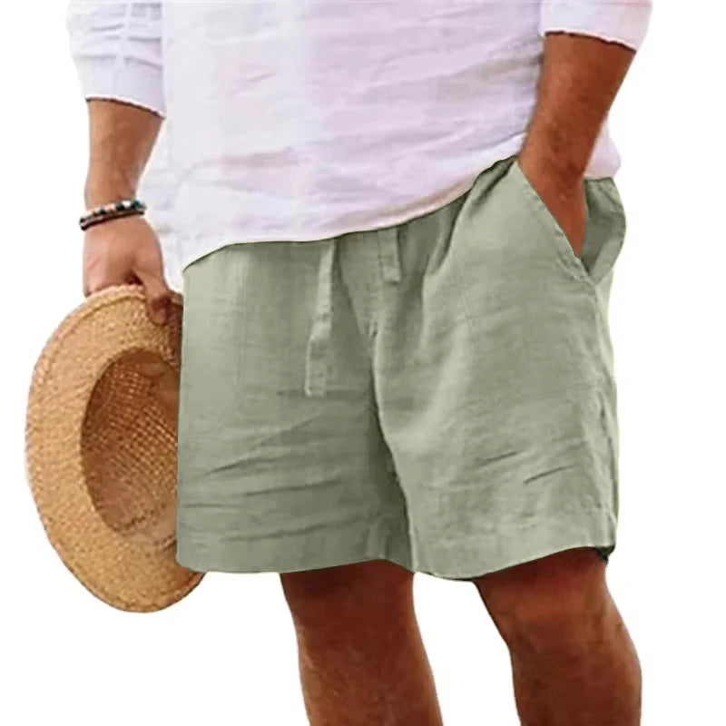 Men's Cotton Solid Color Shorts – Lightweight, Gym Pants, Linen Beach Shorts, Jogging Sport, Large Size for Men