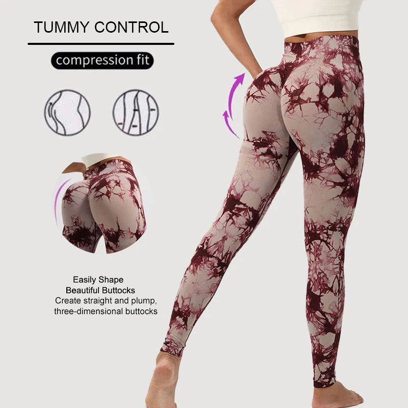 Fashion Tie-Dye Yoga Pants – Seamless, High Waist, Push Up, Gym Leggings, Sport Tights, Fitness Workout