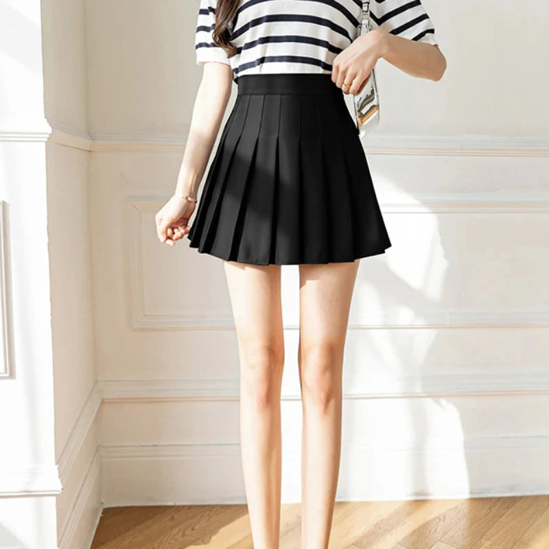 Women's Pleated Mini Skirt – High Waist, Zipper, Summer, JK Dancing Style, Fashion Student A-Line