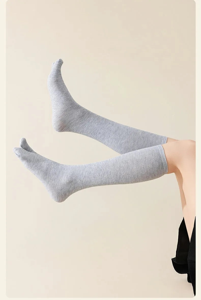 Japanese Kimono Thigh High Socks – Pure Cotton, White, Two-Finger Split Toe, Long/Short Tube, Cosplay Stay-Up Socks