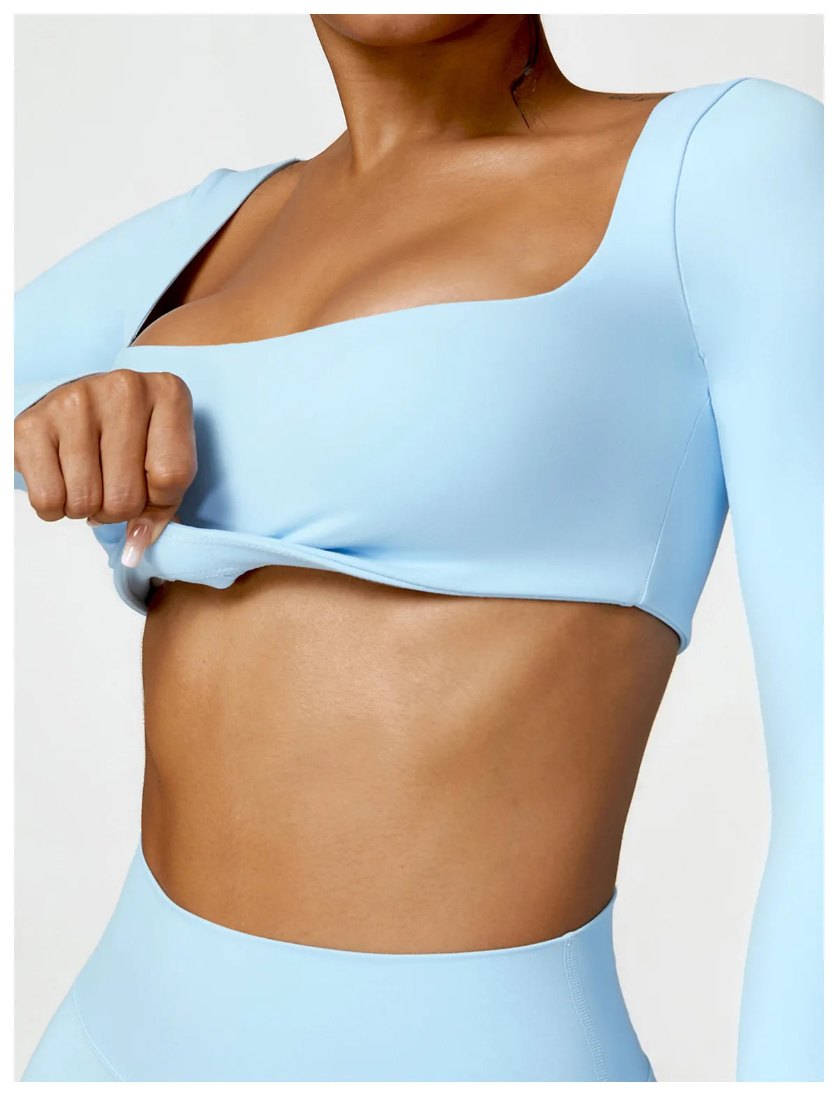 2PCS Women's Yoga & Gym Set – Quick-Dry Long Sleeve Sports Shirt & Leggings for Running & Workout