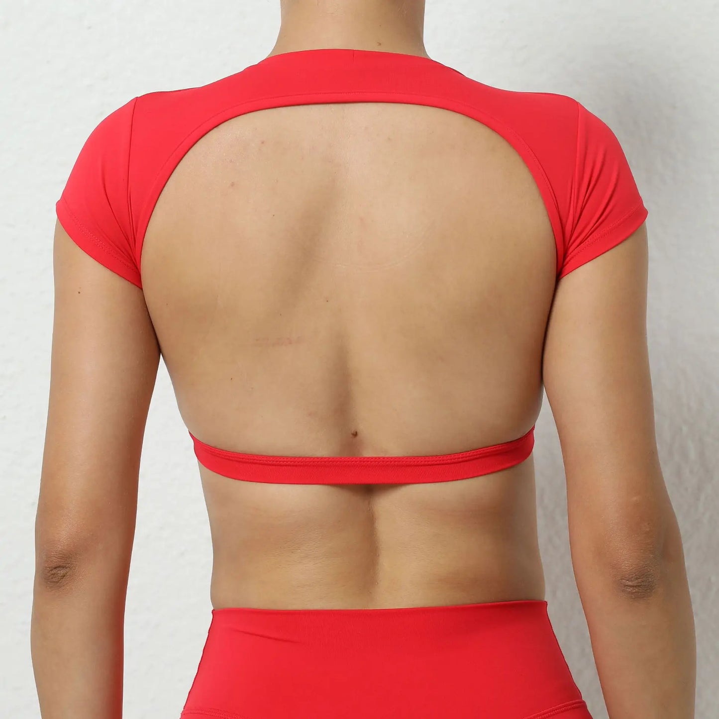 Breathable Backless Sports Crop Top – Women's Fitness & Yoga Workout Shirt