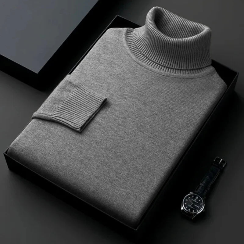Sweatwear Men's Anti-Pilling High-Quality Knitted Turtleneck Sweater – Slim Fit, Long Sleeve Pullover, Solid Color, Trendy Men’s Clothing