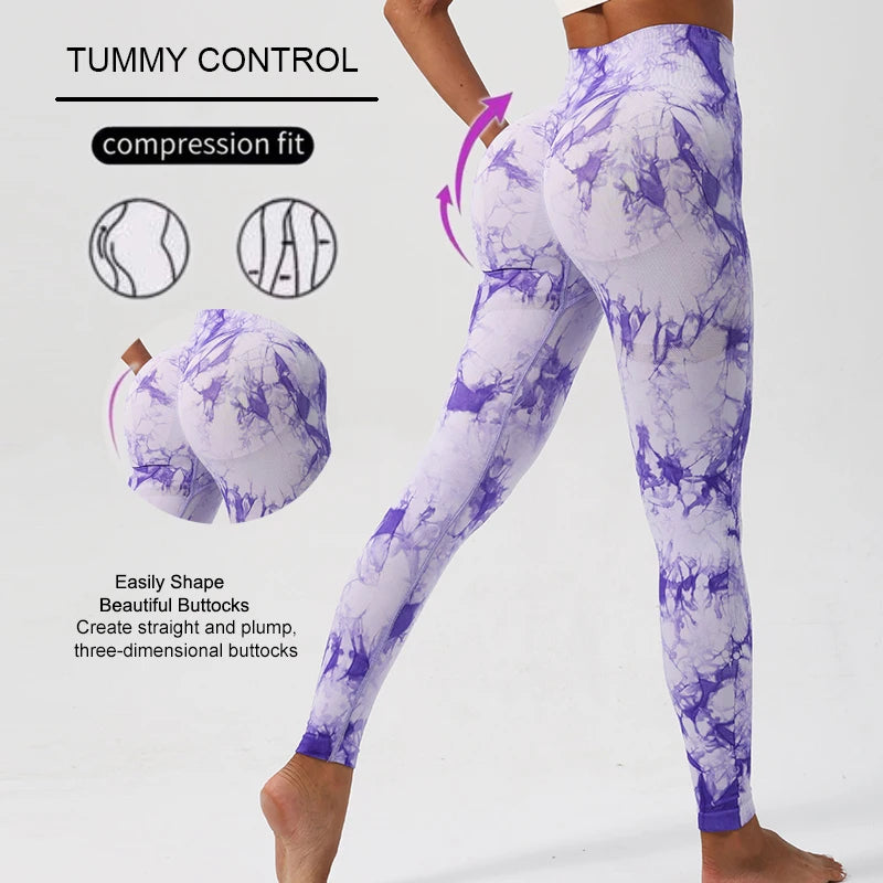 Fashion Tie-Dye Yoga Pants – Seamless, High Waist, Push Up, Gym Leggings, Sport Tights, Fitness Workout