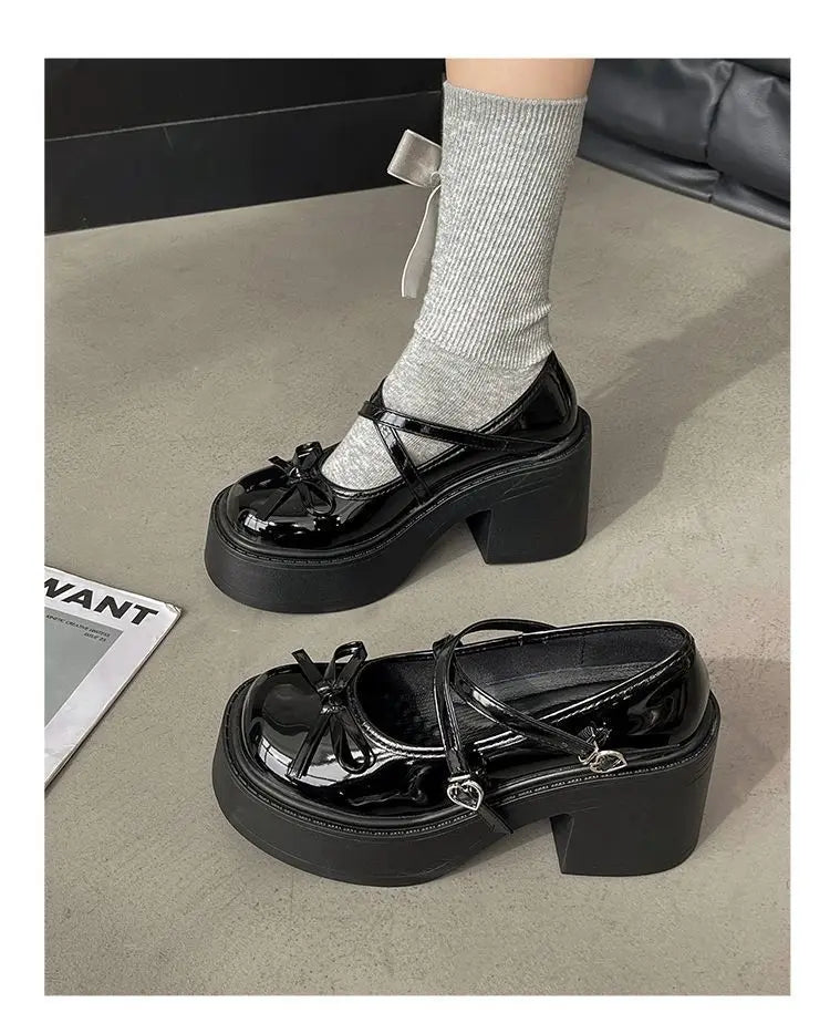 Lolita Mary Jane Shoes – Japanese Style, Vintage, Shallow High Heels, Chunky Platform, Cosplay Sandals