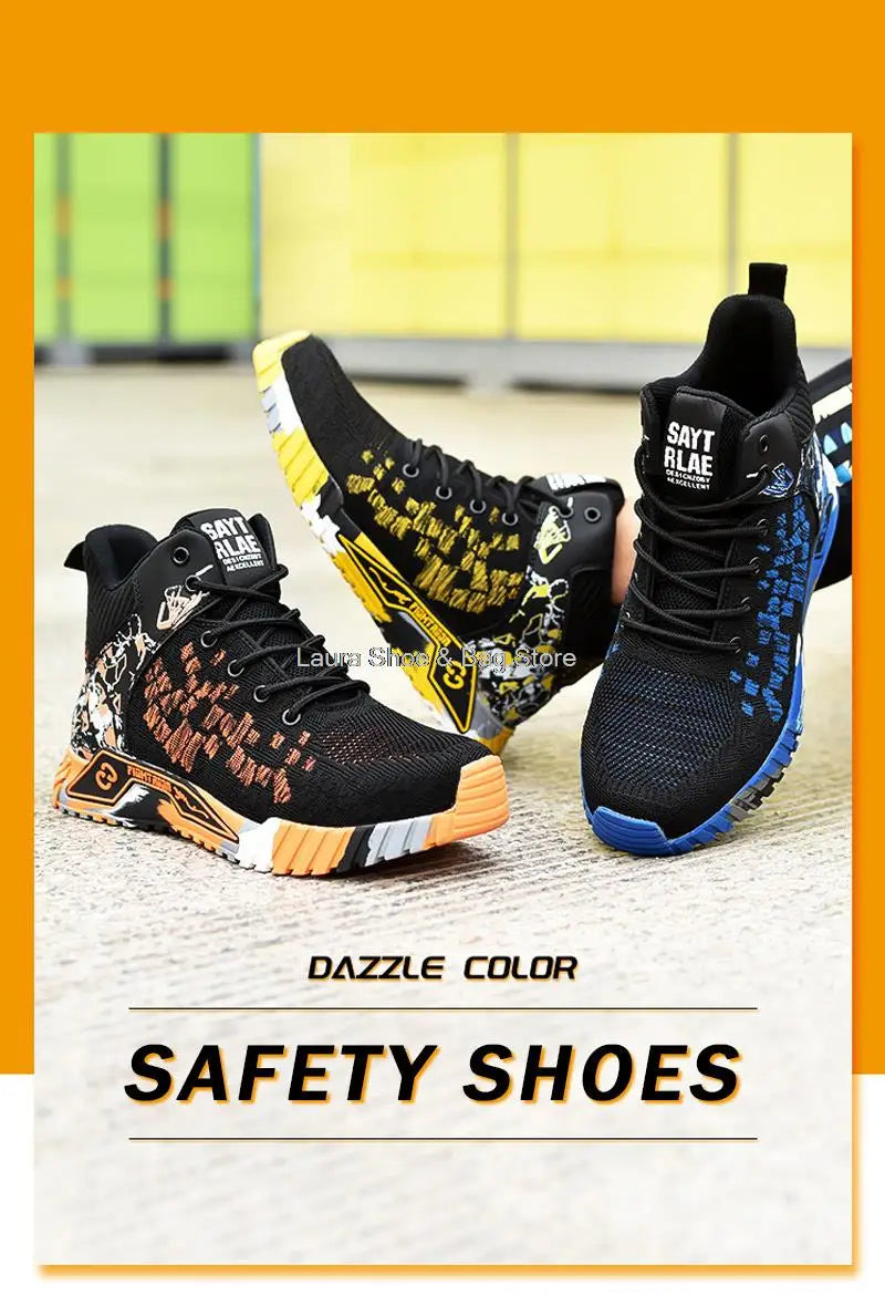 High Top Safety Shoes – Steel Toe Work Shoes for Men, Anti-Smash, Indestructible Work Boots, Breathable Safety Footwear