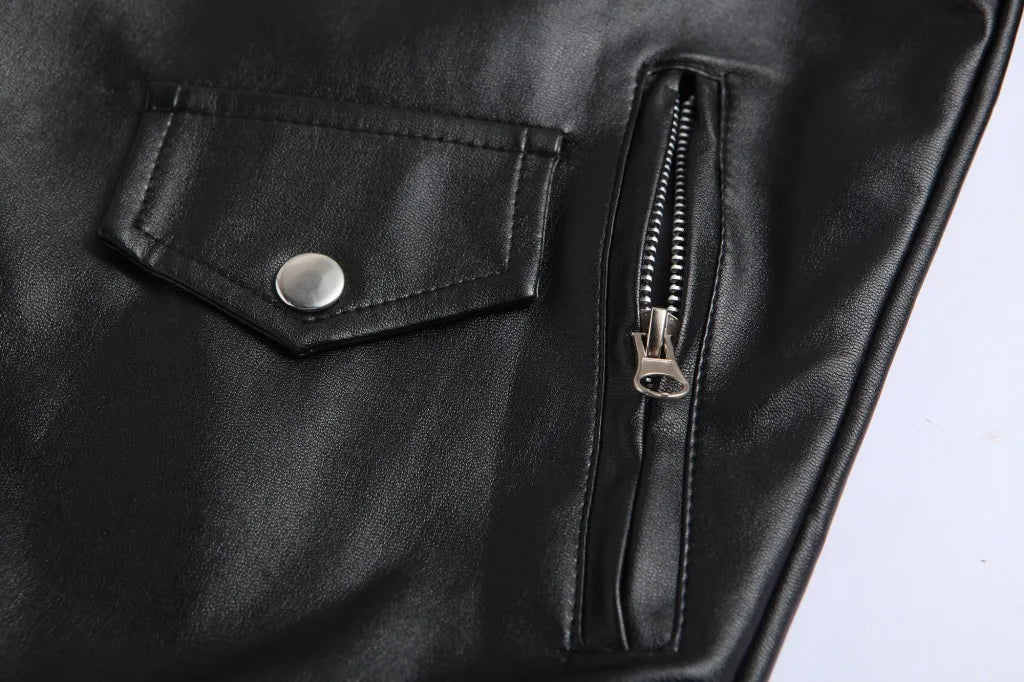 Men's PU Leather Jacket – Motorcycle Fashion, Slim Fit Leather Coat