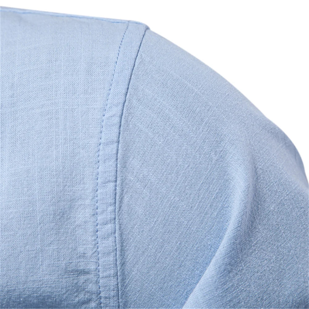 100% Cotton Social Shirt For Men – Solid Color, Long Sleeve, High Quality Brand, Spring Stand Collar, Casual Style
