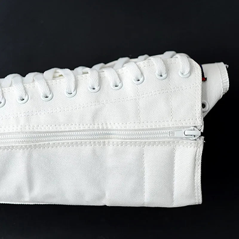 Women's Canvas Long Boots – High-Top, Lace-Up Knee-High Flats, Casual Vulcanized Sneakers