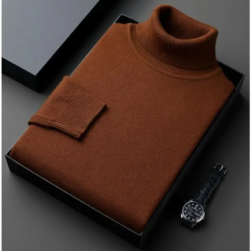 Sweatwear Men's Anti-Pilling High-Quality Knitted Turtleneck Sweater – Slim Fit, Long Sleeve Pullover, Solid Color, Trendy Men’s Clothing