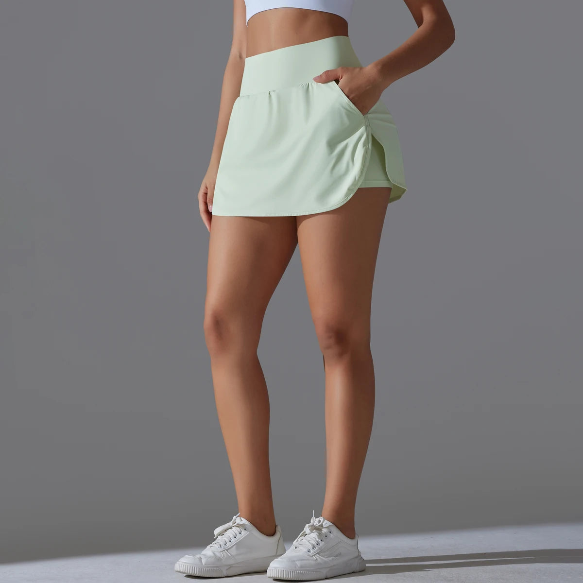 Women Gym Running Shorts – Double Deck, Quick Dry, Sporty, Fitness, Jogging, Workout, With Pocket, Tight Fit