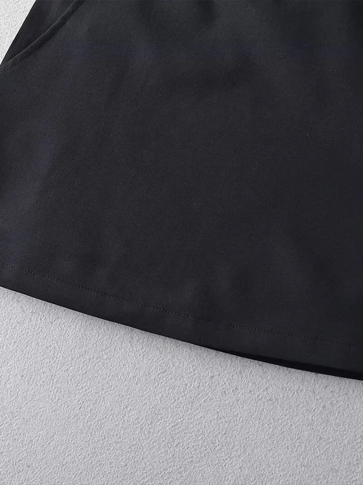 Women's Fashion A-Line Mini Skirt – Solid Color, Back Zipper, Vintage High Waist, Chic Style