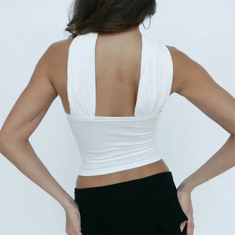 Chic Strapless Crop Top – Sexy, Elegant, Summer, Slim Fit, Tube Top, Solid Color
