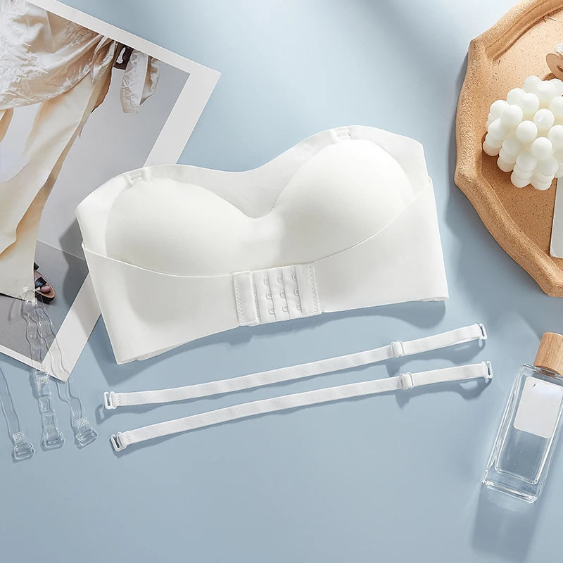 Women's Strapless Seamless Bra – Tube Top, Breathable, Wireless, Push-Up, Wedding Brassiere, Sexy Invisible Lingerie