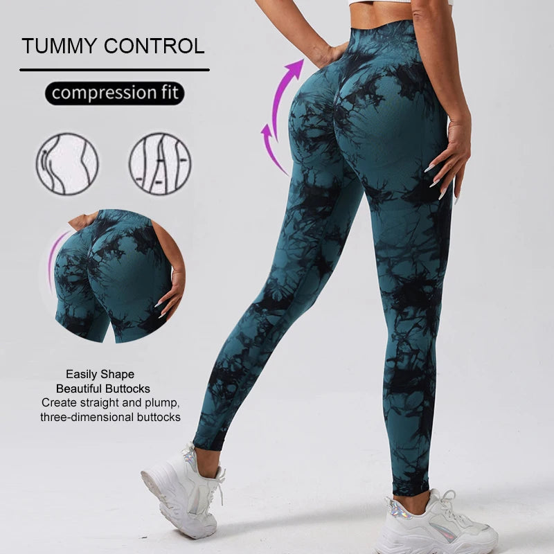 Fashion Tie-Dye Yoga Pants – Seamless, High Waist, Push Up, Gym Leggings, Sport Tights, Fitness Workout
