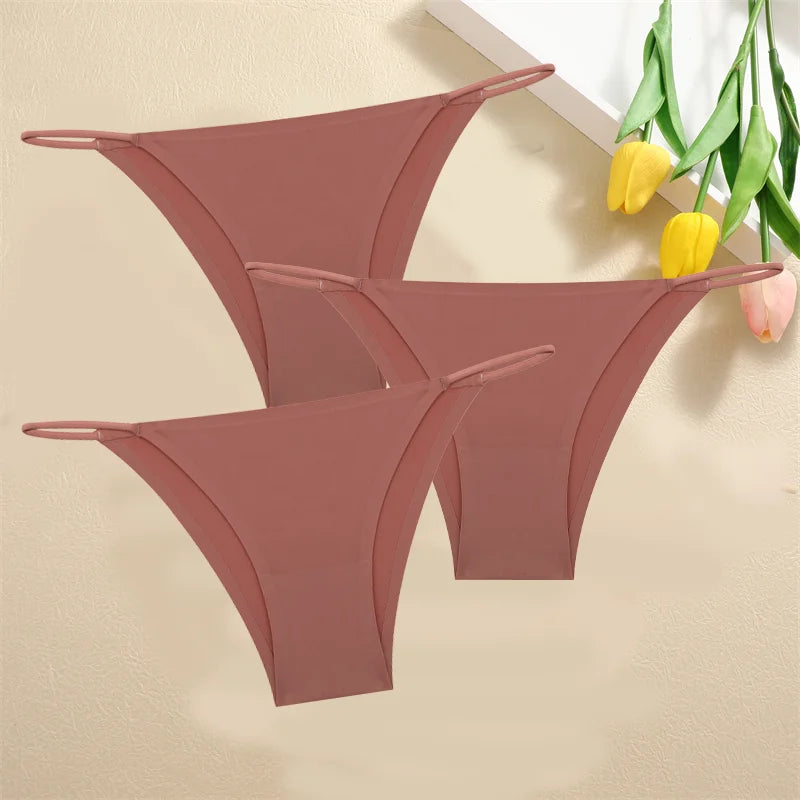 3PCS Seamless Panties – Women Low Waist Briefs, Sexy Stretch Bikini Underwear, Ladies Comfortable Stretch G-string T-back