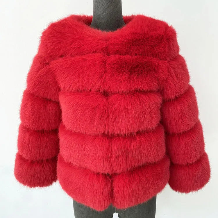 Elegant Faux Mink Fur Coat – Fluffy, Thick, Warm Winter Jacket for Women (S,M,L)