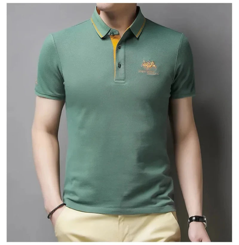 Men's Embroidered Polo Shirts – Short Sleeve Luxury Top With Lapel, Casual And Breathable, Lightweight T-Shirt For Men