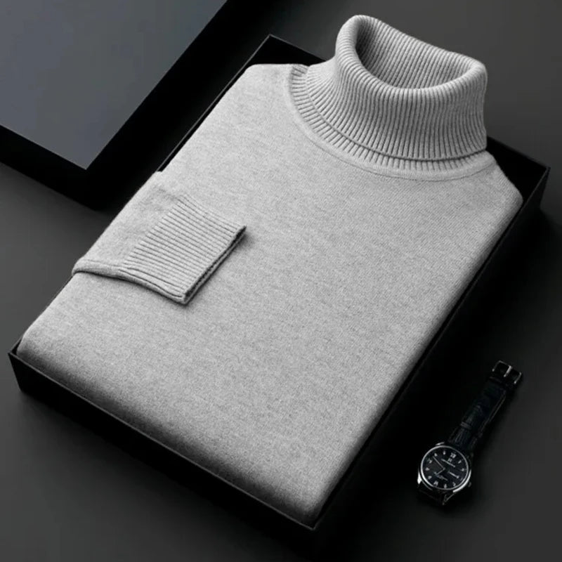 Sweatwear Men's Anti-Pilling High-Quality Knitted Turtleneck Sweater – Slim Fit, Long Sleeve Pullover, Solid Color, Trendy Men’s Clothing
