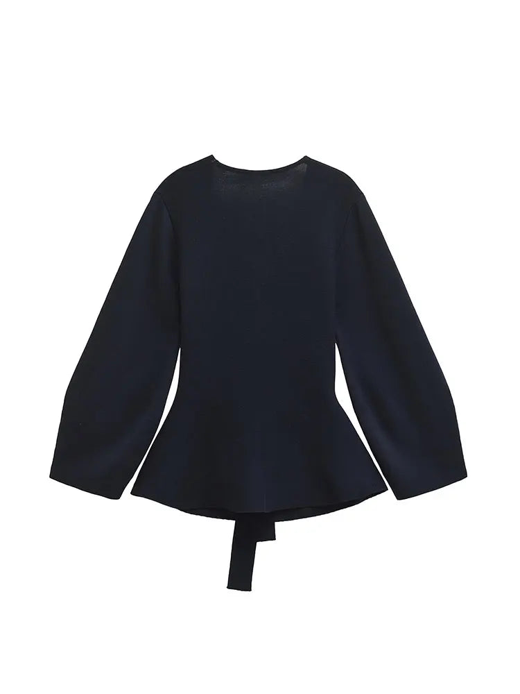 Thin Knitted Cardigan – V-Neck, Slim Fit, Wrist Sleeve, Sash Belt, Y2K Autumn Jacket