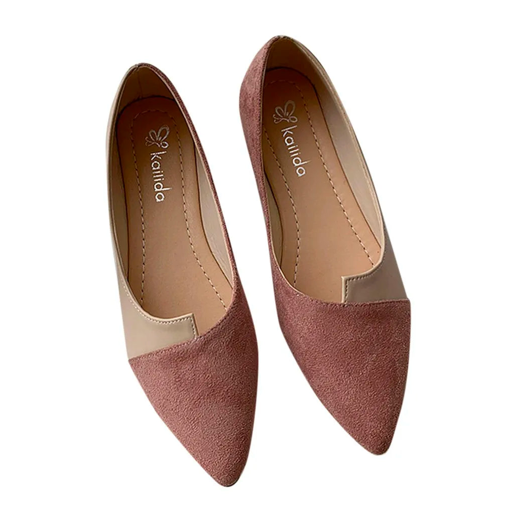 Fashion Splice Mule Flats - Pointed Toe Ballerina Ballet Flats, Casual Slip-On Shoes for Women, Loafers Zapatos